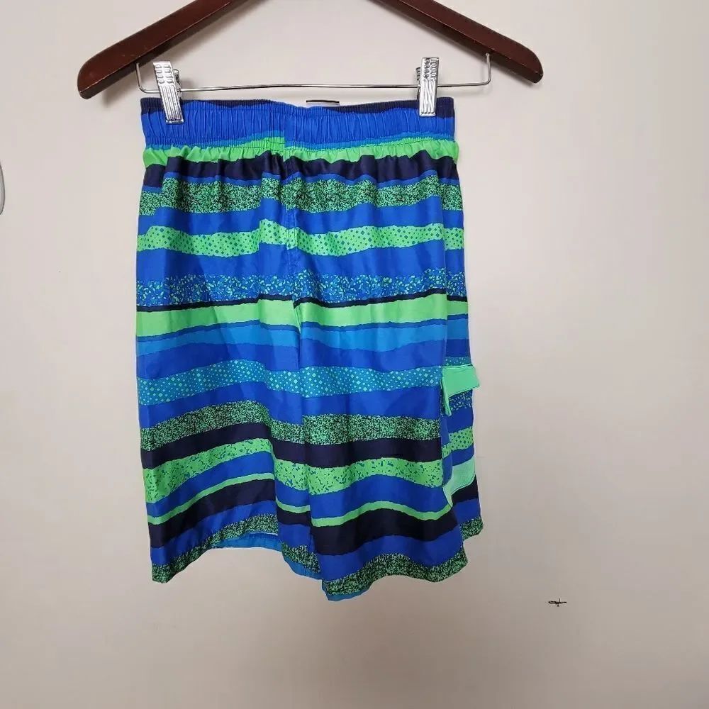 Nike Boys Blue & Green Swim Trunks Board Shorts Bottoms Youth Large